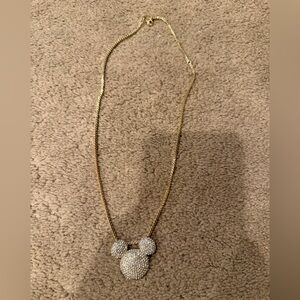 BaubleBar Gold-Tone Mickey Mouse Crystal Pendant Necklace